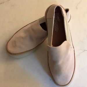 Toms Blush and Cream Suede Slip Ons